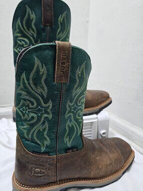 Product Name: Justin Men's Tan Bolt Western Work Boots - Soft Toe 11.5D